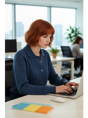 FRM Kadın Kışlık Oversize Polo Yaka Saç Örgü Triko Kazak Düşük Uzun Kollu Basic Rahat Tasarım Kaliteli