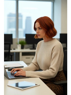 FRM Kadın Modern Bisiklet Yaka Regular Kalıp Triko Super Crop Uzun Kol Kazak Günlük Kombinler Için