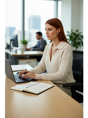 FRM Modern Kadın Oversize Polo Yaka Triko Kazak Rahat Düşük Kol Fitilli Dokusuyla Kış Gardırobunuzun