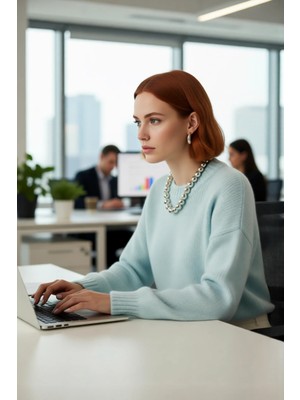 FRM Kadın Kışlık Oversize Basic Triko Kazak Bisiklet Yaka Düşük Kollu Rahat ve Şık Günlük Stil