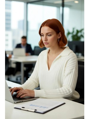 FRM Modern Kadın Oversize Polo Yaka Triko Kazak Rahat Düşük Kol Fitilli Dokusuyla Kış Gardırobunuzun