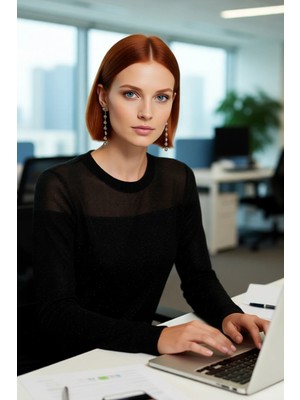 FRM Kadın Casual Basic Siluet Ince Triko Kazak Bisiklet Yaka Uzun Kol Ilkbahar Sonbahar Stili Kaliteli