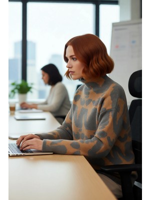 FRM Kadın Basic Siluet Uzun Kol Dik Yaka Triko Kazak Konforlu Akrilik Dokusuyla Soğuklara Meydan Okuyun