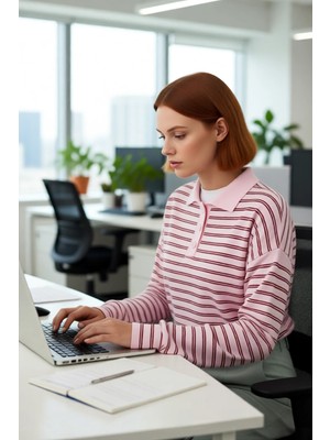 FRM Kadın Düz Desen Polo Yaka Oversize Triko Kazak Düşük Kollu Rahat ve Şık Kışlık Kombinler Kaliteli