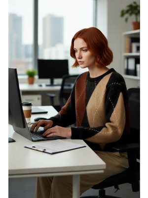 FRM Kadın Bisiklet Yaka Oversize Kesim Triko Kazak Uzun Kollu Soğuk Hava Şıklığı ve Konforu Bir Arada