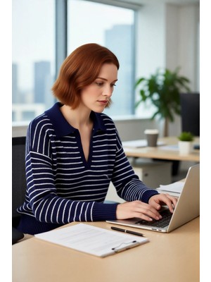 FRM Kadınların Gardırobuna Özel Tek Plaka Triko Kazak Oversize Rahat Polo Yaka Günlük Şıklık Kaliteli