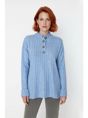 Ersefa Kadın Casual Ekru Yarım Patlı Düşük Kol Fitilli Triko Kazak Soğuk Havaların Favorisi Kaliteli