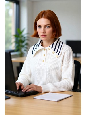 FRM Kadın Saç Örgülü Geniş Kalıp Düşük Kol Devrik Yaka Triko Kazak Kışlık Şıklık ve Günlük Rahatlık Için