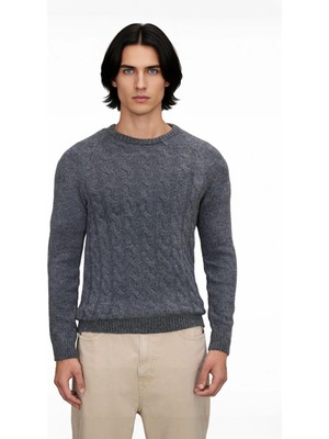 Ersefa Erkek Casual Saç Örgü Desenli Slim Fit Triko Kazak Kışın Günlük Kombinler Için Ideal Model