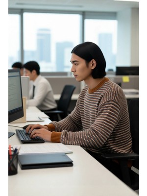 FRM Erkek Basic Regular Fit Bisiklet Yaka Çizgili Kışlık Triko Kazak Konforlu ve Şık Görünüm Sağlar