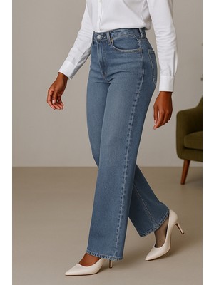 Cedy Denim Kadın Palazzo Yüksek Bel Cotton Jean Pantolon