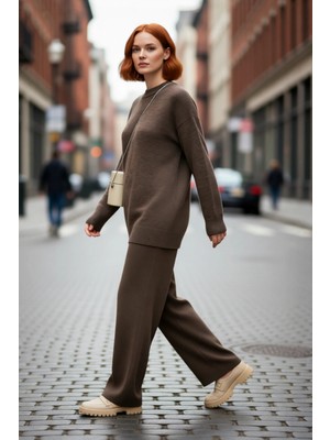 PayBuy Kadın Regular Kalıp Düz Desen Bisiklet Yaka Triko Kazak Günlük Giyim Için Ideal Uzun Kollu Rahat