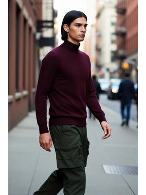 PayBuy Erkek Fitted Kalıp Yarım Balıkçı Yaka Triko Kazak Kış Sezonu Için Modern ve Şık Bir Seçim Kaliteli