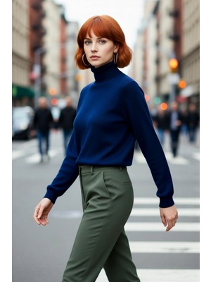 PayBuy Kadın Oversize Balıkçı Yaka Basic Triko Kazak Kışlık Soğuk Havalar Için Ideal Şıklık ve Rahatlık