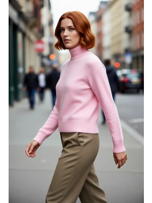 PayBuy Kadın Oversize Dik Yaka Triko Kazak Reglan Kol Kışlık Günlük Şıklık Sunan Bordo Basic Tasarım