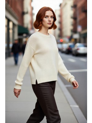 PayBuy Kadınlar Için Oversize Kalıp Düşük Kol Triko Selanik Dokuma Püskül Detaylı Kışlık Kazak Kaliteli