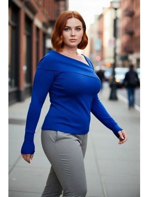 PayBuy Kadın Asimetrik Yaka Uzun Kollu Modern Triko Kazak Şık Gündüz Gece Kombinleri Için Konforlu ve Zarif