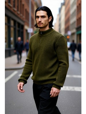 PayBuy Erkek Regular Fit Düz Fermuarlı Dik Yaka Triko Kazak Kışlık Soğuk Hava Şıklığı Için Mükemmel Seçim.