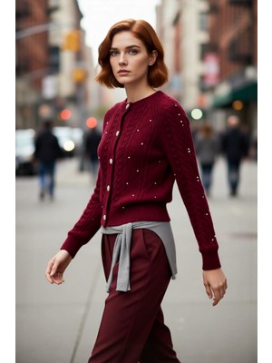 PayBuy Kadınlar Için Çift Taraflı Fitilli Saç Örgü Crop Triko Hırka Kışlık Şık ve Rahat Giyim Kaliteli