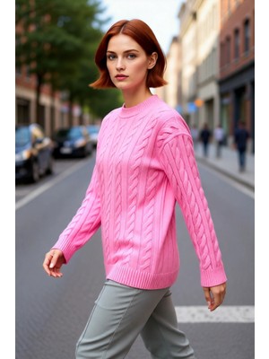 PayBuy Kadın Regular Kalıp Saç Örgü Triko Kazak Bisiklet Yaka Uzun Kollu Günlük Kış Kombinleri Için