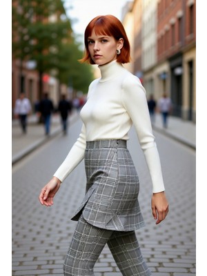 PayBuy Kadın Fitted Balıkçı Yaka Düz Uzun Kol Triko Kazak Akrilik Materyaliyle Kış Şıklığı ve Konforu