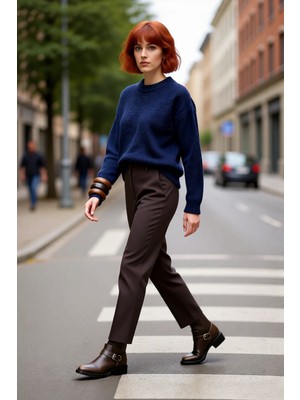 PayBuy Kadın Oversize Çizgili Bisiklet Yaka Düşük Kol Triko Kazak Kışlık Günlük Şık Kombinler Için Harika