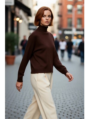 PayBuy Kadın Oversize Balıkçı Yaka Basic Triko Kazak Kışlık Soğuk Havalar Için Ideal Şıklık ve Rahatlık