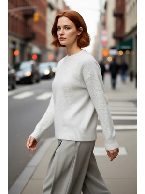 PayBuy Kadın Regular Kalıp Düşük Kol Bisiklet Yaka Triko Kazak Kış Günleri Için Rahat Şık Seçim Kaliteli