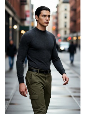PayBuy Erkek Fitted Yarım Balıkçı Yaka Triko Kazak Basic Koleksiyon Kış Stilinize Konforlu Bir Dokunuş
