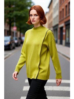 PayBuy Kadın Regular Kalıp Ribana Dokulu Triko Kazak Tesettür Giyim Için Şık ve Rahat Uzun Kollu Tasarım