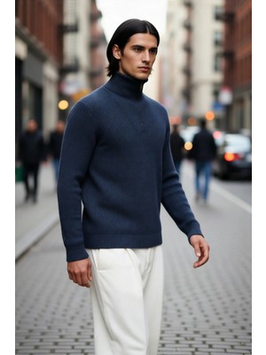 PayBuy Erkek Regular Fit Fermuarlı Dik Yaka Kalın Triko Kazak Yünlü Karışım Kışlık Günlük Konfor Için Ideal