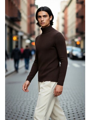 PayBuy Erkek Fitted Balıkçı Yaka Fitilli Triko Kazak Kış Günleri Için Ideal Şıklığı ve Konforu Sunar