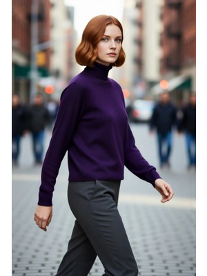 PayBuy Kadın Oversize Balıkçı Yaka Basic Triko Kazak Kışlık Soğuk Havalar Için Ideal Şıklık ve Rahatlık