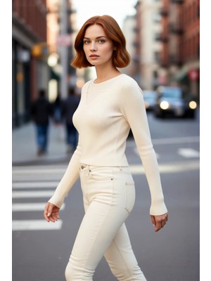 PayBuy Kadın Iç Içe Görünümlü Fitted Triko Bluz Uzun Kollu Basic Tasarım Rahat Günlük Şıklık Sunar