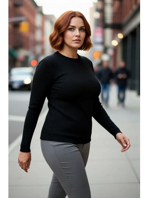 PayBuy Kadın Fitilli Bodycone Ince Triko Bluz Bisiklet Yaka Standart Kol Günlük Şık Kombinler Için Ideal