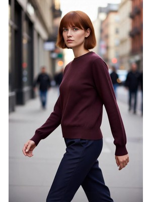 PayBuy Kadın Regular Fit Düz Bisiklet Yaka Ekru Triko Kazak Kış Günleri Için Konforlu ve Şık Bir Tercih