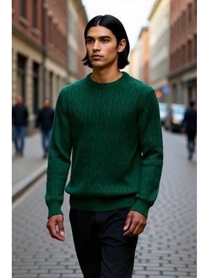 PayBuy Erkek Regular Kalıp Bisiklet Yaka Dokulu Triko Kahverengi Kazak Kışlık Kombinlerin Başlangıcı