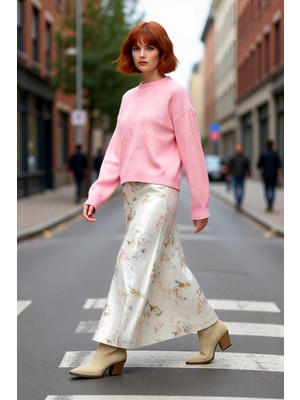 PayBuy Kadın Oversize Kesim Bisiklet Yaka Düşük Kollu Triko Kazak Günlük Şıklık ve Konfor Sunar Kaliteli