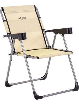Argeus Katlanabilir Piknik ve Kamp Sandalyesi - Bardaklıklı - Rock - Buğday (A-24-R16)- 140KG Taşıma
