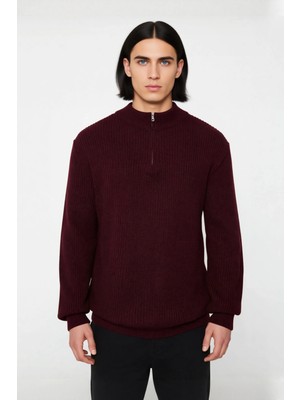 Ersefa Erkeklerin Soğuk Havalar Için Ideal Regular Kalıp Akrilik Düz Triko Fermuarlı Kazak Kaliteli