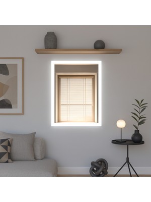Aypars Atölye Nova Kare LED Işıklı Ayna – Modern Minimal Dikdörtgen Duvar ve Banyo Aynası