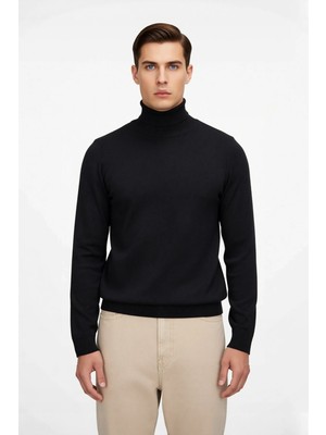 Ersefa Erkek Slim Fit Balıkçı Yaka Akrilik Uzun Kollu Triko Kazak Günlük ve Smart Stiller Için Uygun