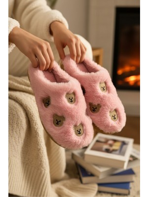 Kadın Günlük Terlik Peluş Içi Yünlü Kürklü Terlik Misafir Çeyiz Bohça Gelin Ev Terliği