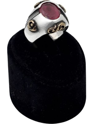 Oya Silver Oval Yakut Taşlı Gümüş Erkek Yüzük