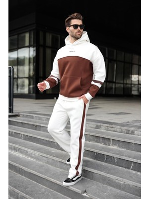 Madmext Ekru Alt Üst Kapüşonlu Eşofman Takımı E7340