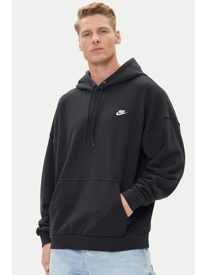 Nike New Club Oversize Kesim Siyah Erkek Sweatshrit
