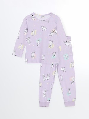 Lc Waikiki Yeni Sezon Bisiklet Yaka Uzun Kollu Baskılı Kız Bebek Pijama Takımı