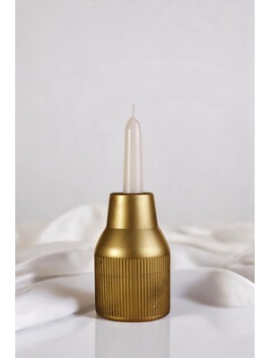 Evene Mumluk Şamdan Ince Mum Uyumlu Gümüş Eskitme Renk Model 61