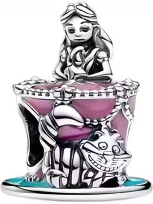 Fubena Alice Harikalar Diyarında Şapka Gümüş Charm