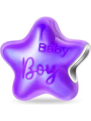 Fubena Mor Yıldızım Oğlum Gümüş Charm